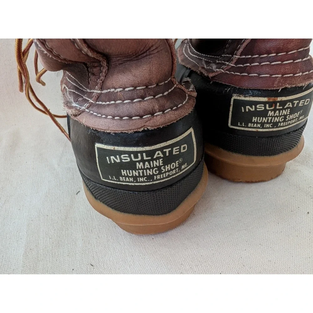 LL Bean Maine Hunting Shoe Insulated Duck Boots Brown Leather USA Size 6 N